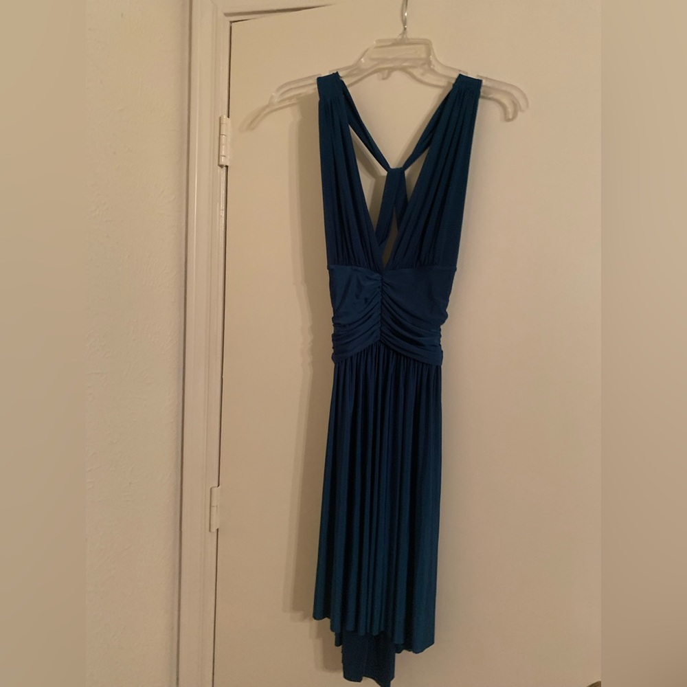 ❤️3/$20 Dark teal blue slinky halter dress - size M